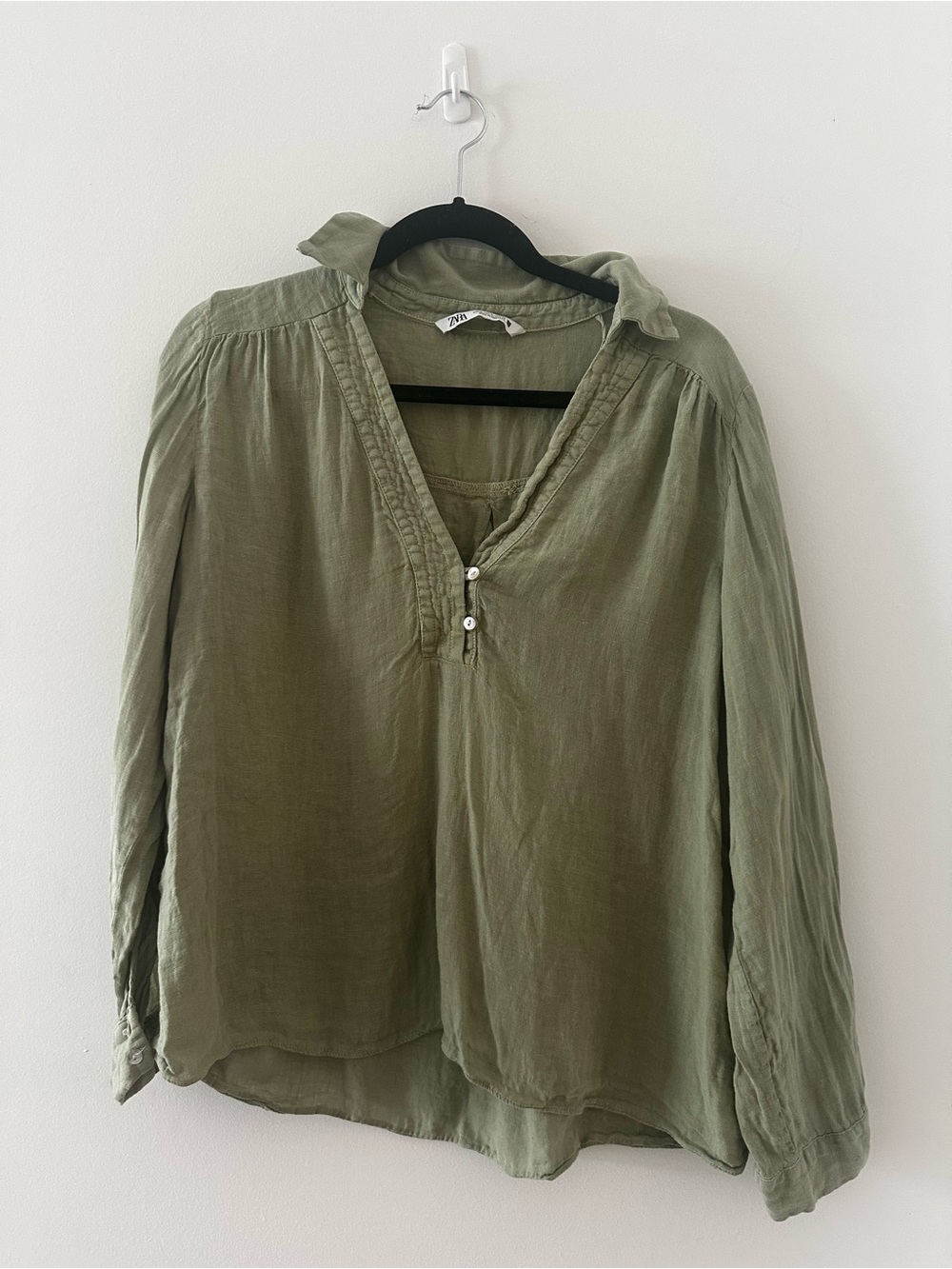 Zara Linen Longsleeve Blouse